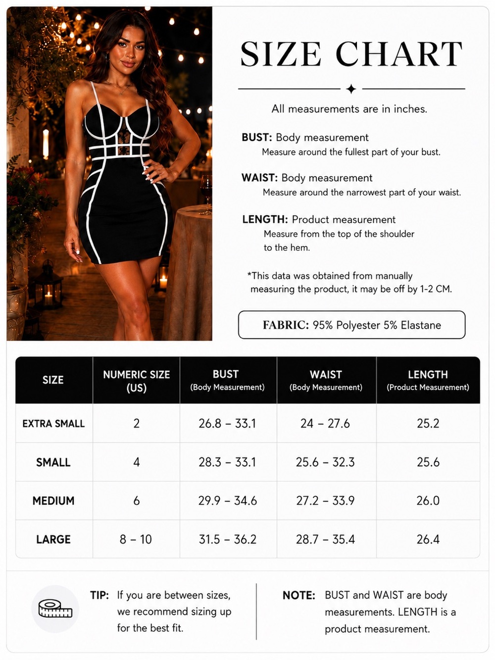 Black Contrast Trim Bodycon Dress - Picture 6 of 6